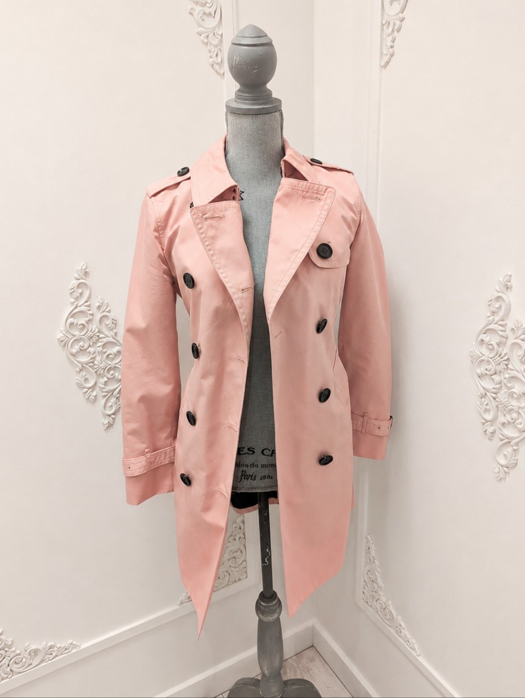 Coach Double-Breasted Trench Coat In Blush Pink